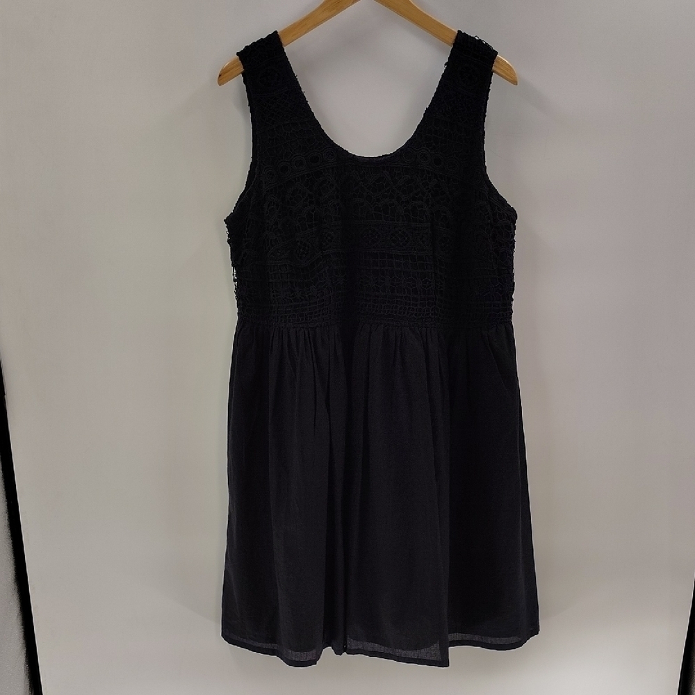 ellos Sleeveless Dress Black Size 16 Brocade Lace Bodice